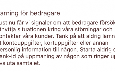 Swedbank varnar för bedrägeriförsök i samband med IT-haveri